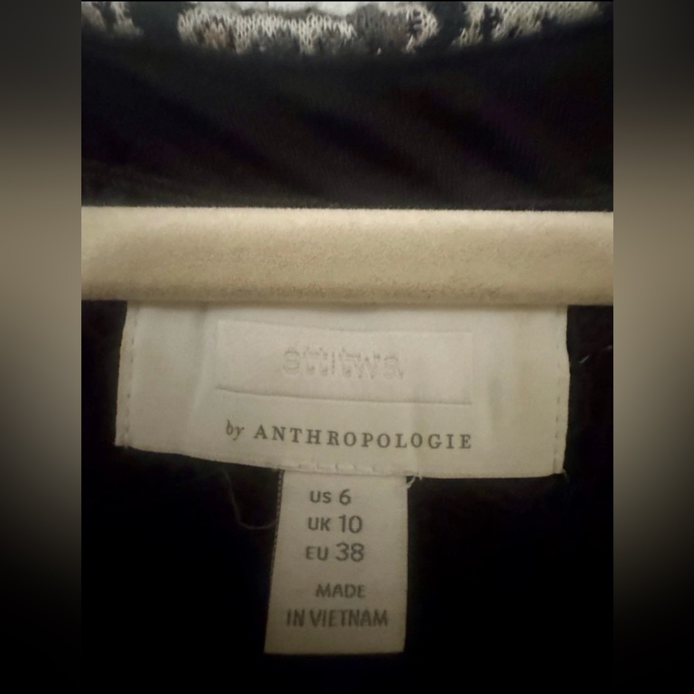 Anthropologie Ett:twa Soirée Midi Black and Cream Embroidered Dress - Picture 6 of 8